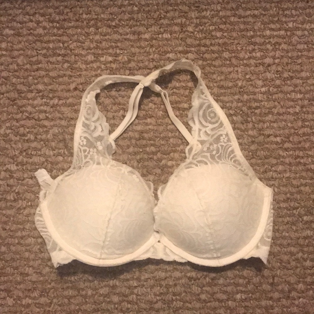 White lace halter bra